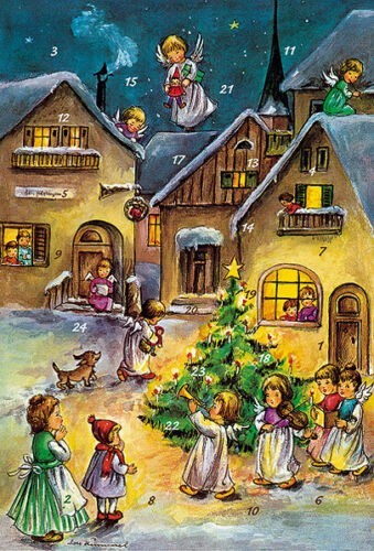 Angel christmas advent card - advent,